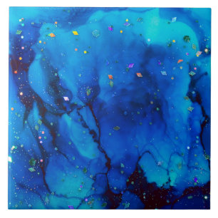 Seascape Alcohol Ink Abstract Tile