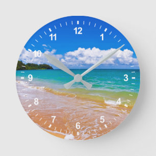 Seascape Along Hanalei Bay Round Clock