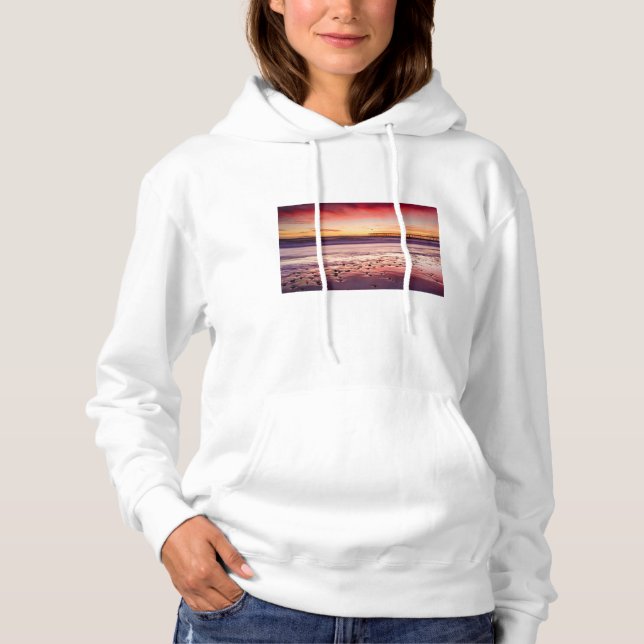 Seascape and pier at sunset, CA Hoodie (Front)