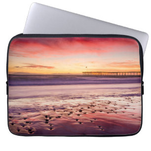 Seascape and pier at sunset, CA Laptop Sleeve