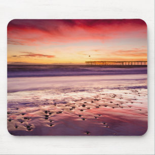 Seascape and pier at sunset, CA Mouse Mat