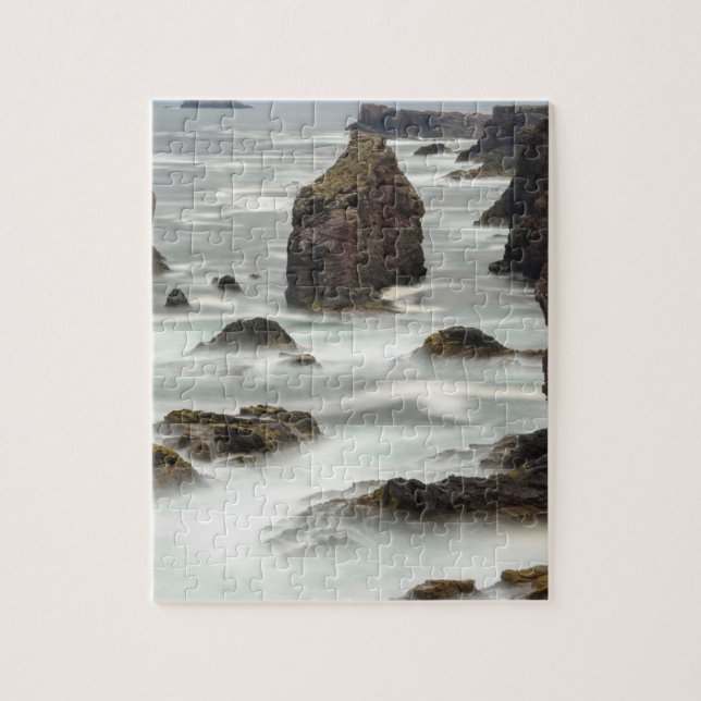 Seascape and sea stacks, Shetland Jigsaw Puzzle (Vertical)