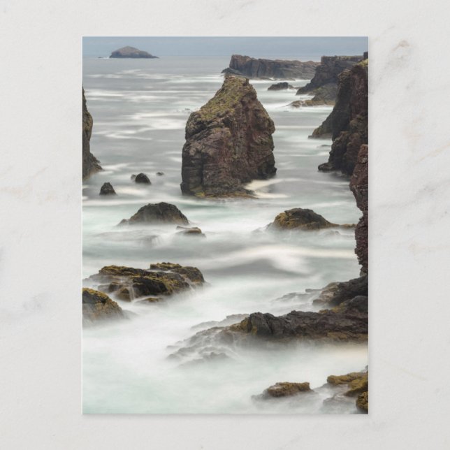 Seascape and sea stacks, Shetland Postcard (Front)