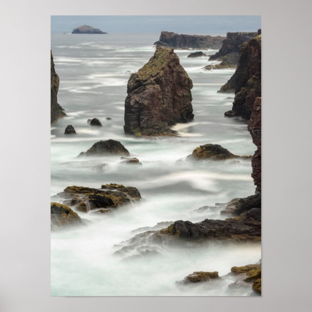 Seascape and sea stacks, Shetland Poster (Front)