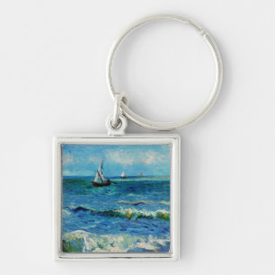 Seascape at Les Saintes-Maries Fine Art Key Ring