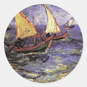 Seascape at Saintes Maries by Vincent van Gogh Classic Round Sticker