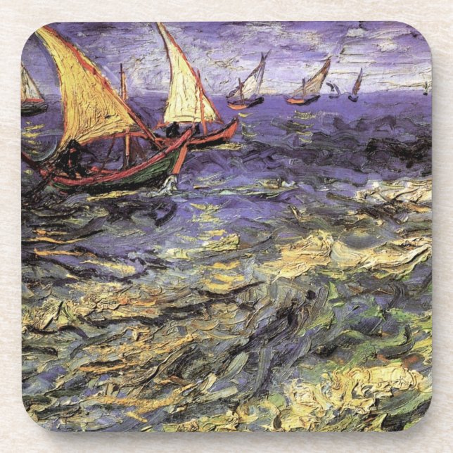 Seascape at Saintes Maries by Vincent van Gogh Coaster (Front)