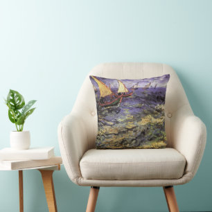 Seascape at Saintes Maries by Vincent van Gogh Cushion