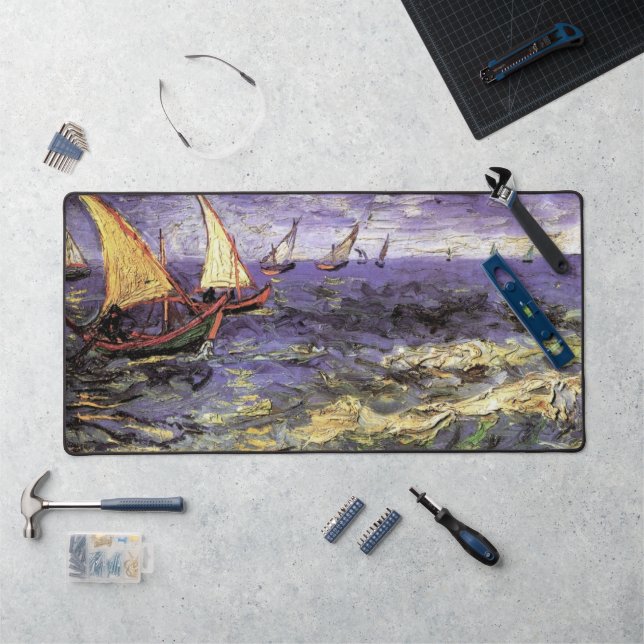Seascape at Saintes Maries by Vincent van Gogh Desk Mat (Workstation)