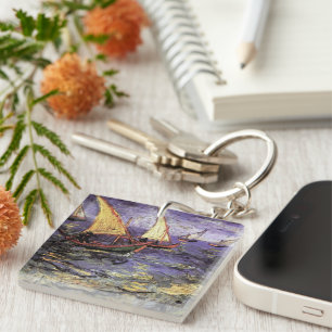 Seascape at Saintes Maries by Vincent van Gogh Key Ring