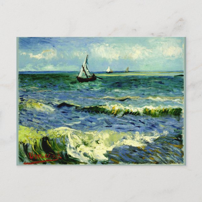 Seascape at Saintes-Maries by Vincent van Gogh Postcard (Front)