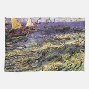 Seascape at Saintes-Maries by Vincent van Gogh Tea Towel