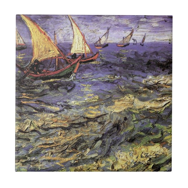 Seascape at Saintes Maries by Vincent van Gogh Tile (Front)