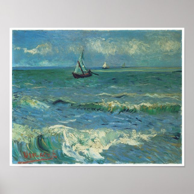 Seascape at Saintes-Maries-de-la-Mer, Van Gogh Poster (Front)