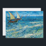 Seascape at Saintes-Maries | Vincent van Gogh<br><div class="desc">Seascape at Saintes-Maries (1888) by Vincent van Gogh captures the vibrant movement of the sea along the coast of Saintes-Maries-de-la-Mer in southern France. This painting showcases Van Gogh's energetic brushstrokes and bold use of colour, depicting fishing boats on the water with rolling waves under a breezy sky. The dynamic composition...</div>