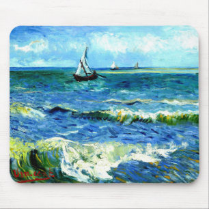 Seascape at Saintes-Maries, Vincent Van Gogh Mouse Mat