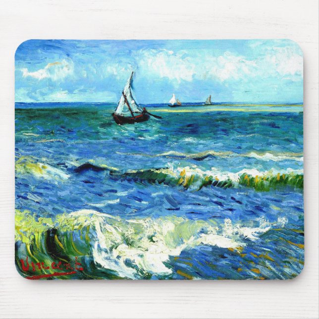 Seascape at Saintes-Maries, Vincent Van Gogh Mouse Mat (Front)