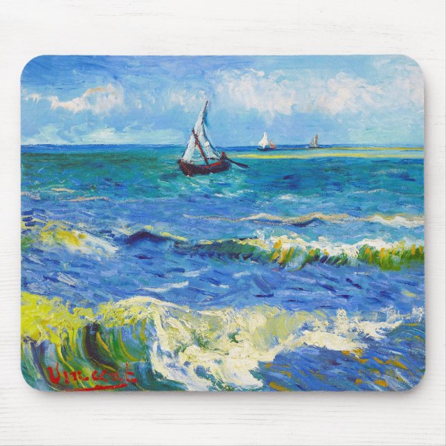 Seascape at Saintes-Maries Vincent Van Gogh Mouse Mat (Front)