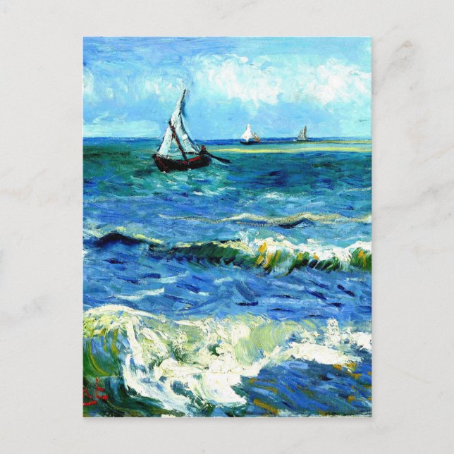 Seascape at Saintes-Maries, Vincent Van Gogh Postcard (Front)
