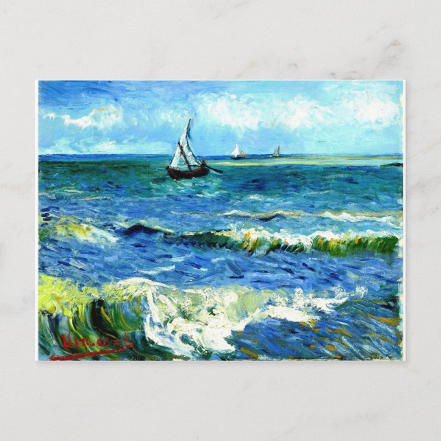 Seascape at Saintes-Maries, Vincent Van Gogh Postcard (Front)