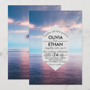 Seascape beach blue sky Wedding Invitation