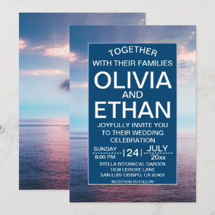 Seascape beach blue sky Wedding Invitation