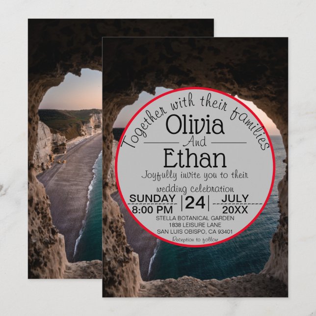 Seascape beach celebration Wedding Invitation (Front/Back)