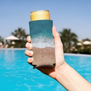 SEASCAPE BEACH SHELLS SUMMER VACATION  SELTZER CAN COOLER