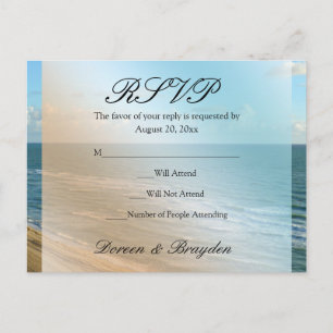 Seascape Beach Wedding Blue Ocean Invitation Postcard