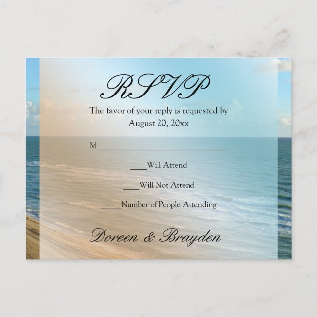 Seascape Beach Wedding Blue Ocean Invitation Postcard (Front)