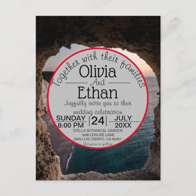 Seascape beach wedding Invitation postcard (Front)