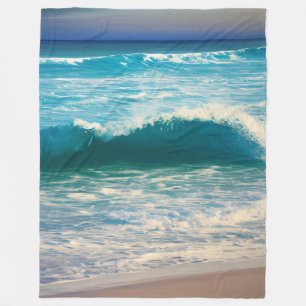 Seascape Blue Ocean Wave Fleece Blanket