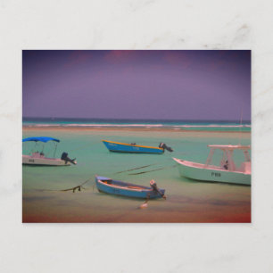 Seascape Boats at rest Oistins Beach Barbados Postcard