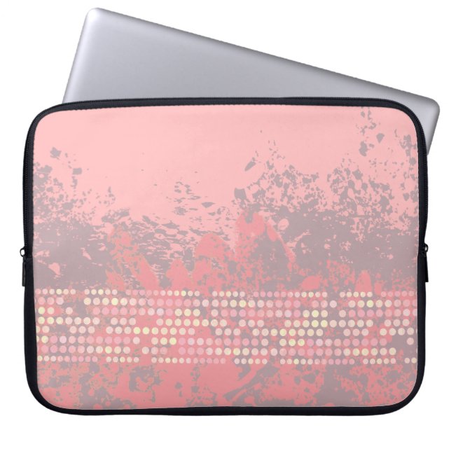 seascape coral pink surf dot laptop case (Front)