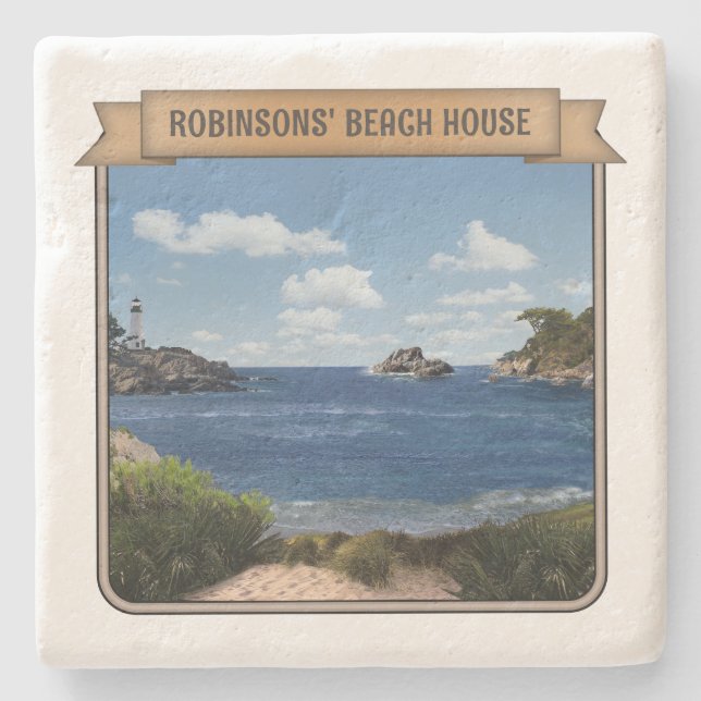Seascape (customisable) Stone Coaster (Front)