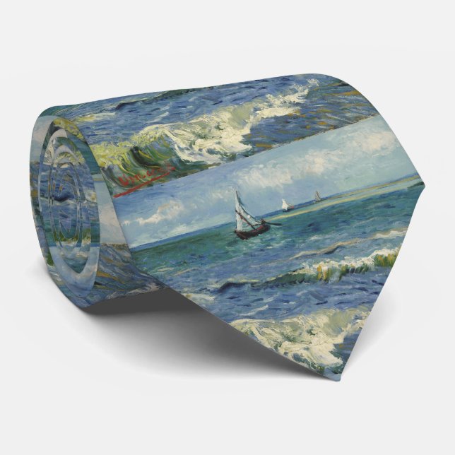 Seascape Les Saintes-Maries-de-la-Mer by Van Gogh Tie (Rolled)