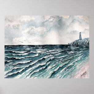seascape lighthouse art print
