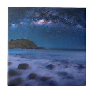 Seascape Lighthouse   Milky Way Lanta Island Krabi Tile