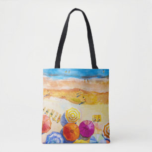 Seascape Love: Watercolor Vacation Painting Tote Bag