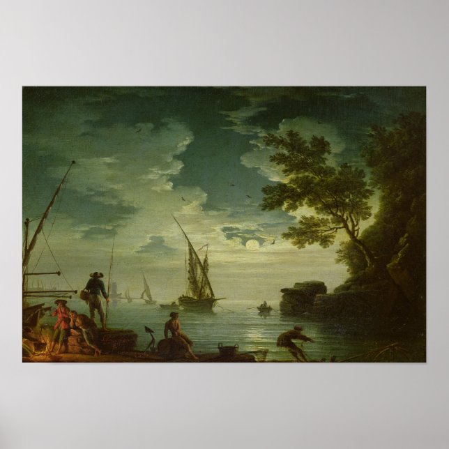 Seascape, Moonlight, 1772 Poster (Front)