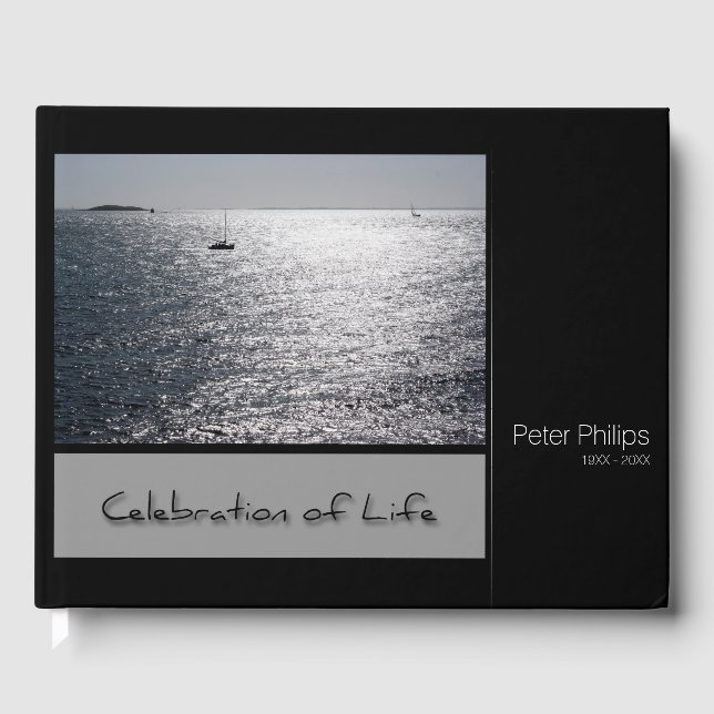Seascape Personalised Memorial Guest Book (Front)