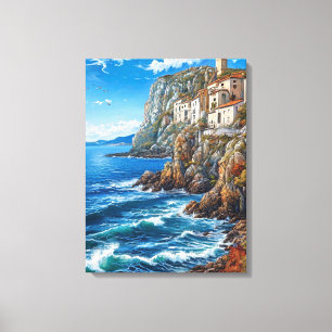 Seascape rocky cliffs canvas print