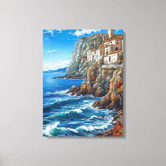 Seascape rocky cliffs canvas print (Front)