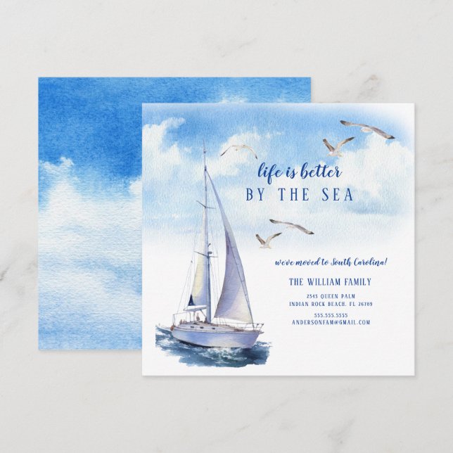 Seascape Sailboat Moving Announcement (Front/Back)