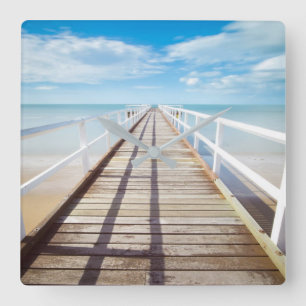 Seascape square wall clock