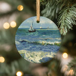 Seascape | Vincent van Gogh Ceramic Tree Decoration<br><div class="desc">Seascape near Les Saintes-Maries-de-la-Mer (1888) by Dutch post-impressionist artist Vincent Van Gogh. Original artwork is an oil on canvas seascape painting depicting a boat on an abstract blue ocean.

Use the design tools to add custom text or personalise the image.</div>