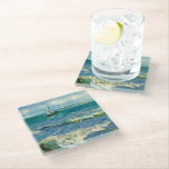 Seascape | Vincent van Gogh Glass Coaster<br><div class="desc">Seascape near Les Saintes-Maries-de-la-Mer (1888) by Dutch post-impressionist artist Vincent Van Gogh. Original artwork is an oil on canvas seascape painting depicting a boat on an abstract blue ocean.

Use the design tools to add custom text or personalise the image.</div>