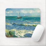 Seascape | Vincent van Gogh Mouse Mat<br><div class="desc">Seascape near Les Saintes-Maries-de-la-Mer (1888) by Dutch post-impressionist artist Vincent Van Gogh. Original artwork is an oil on canvas seascape painting depicting a boat on an abstract blue ocean.

Use the design tools to add custom text or personalize the image.</div>