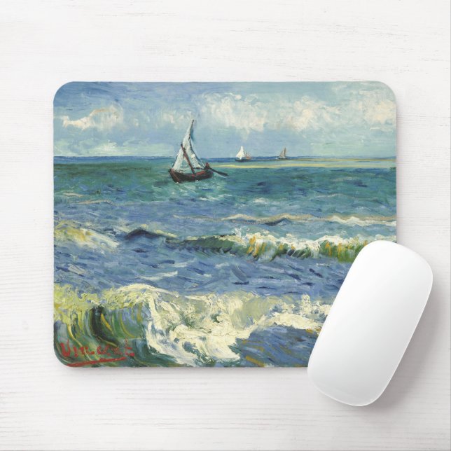 Seascape | Vincent van Gogh Mouse Mat (With Mouse)