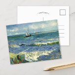 Seascape | Vincent Van Gogh Postcard<br><div class="desc">Seascape near Les Saintes-Maries-de-la-Mer (1888) by Dutch post-impressionist artist Vincent Van Gogh. Original artwork is an oil on canvas seascape painting depicting a boat on an abstract blue ocean.

Use the design tools to add custom text or personalise the image.</div>